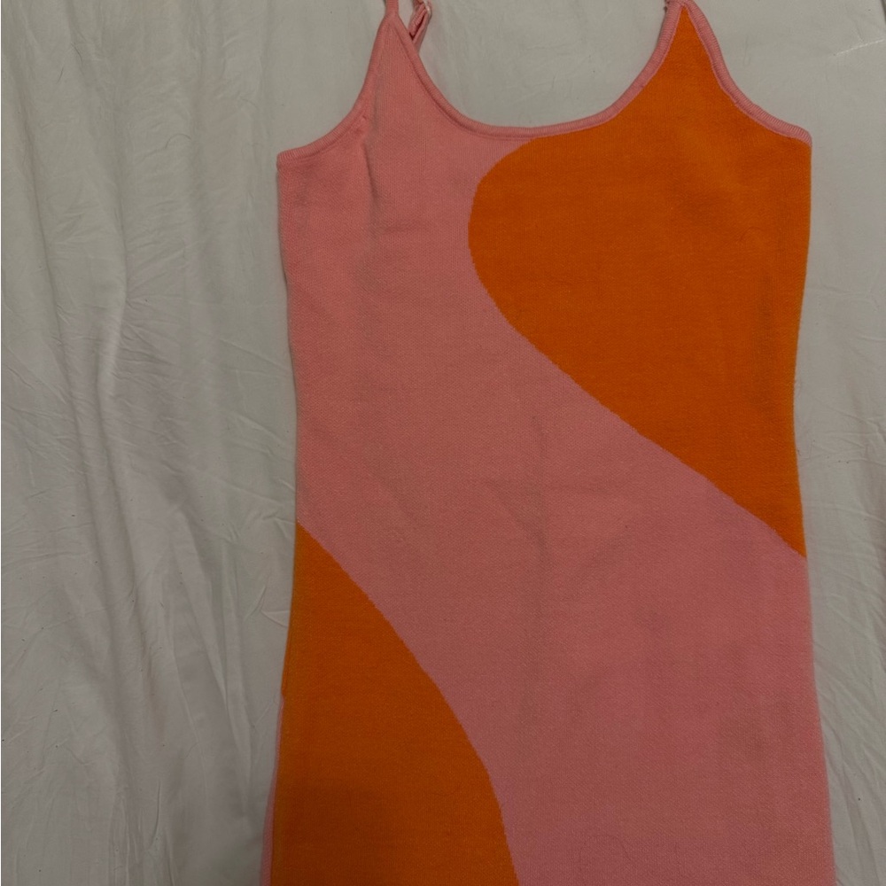 Pink and Orange Sleeveless Dress